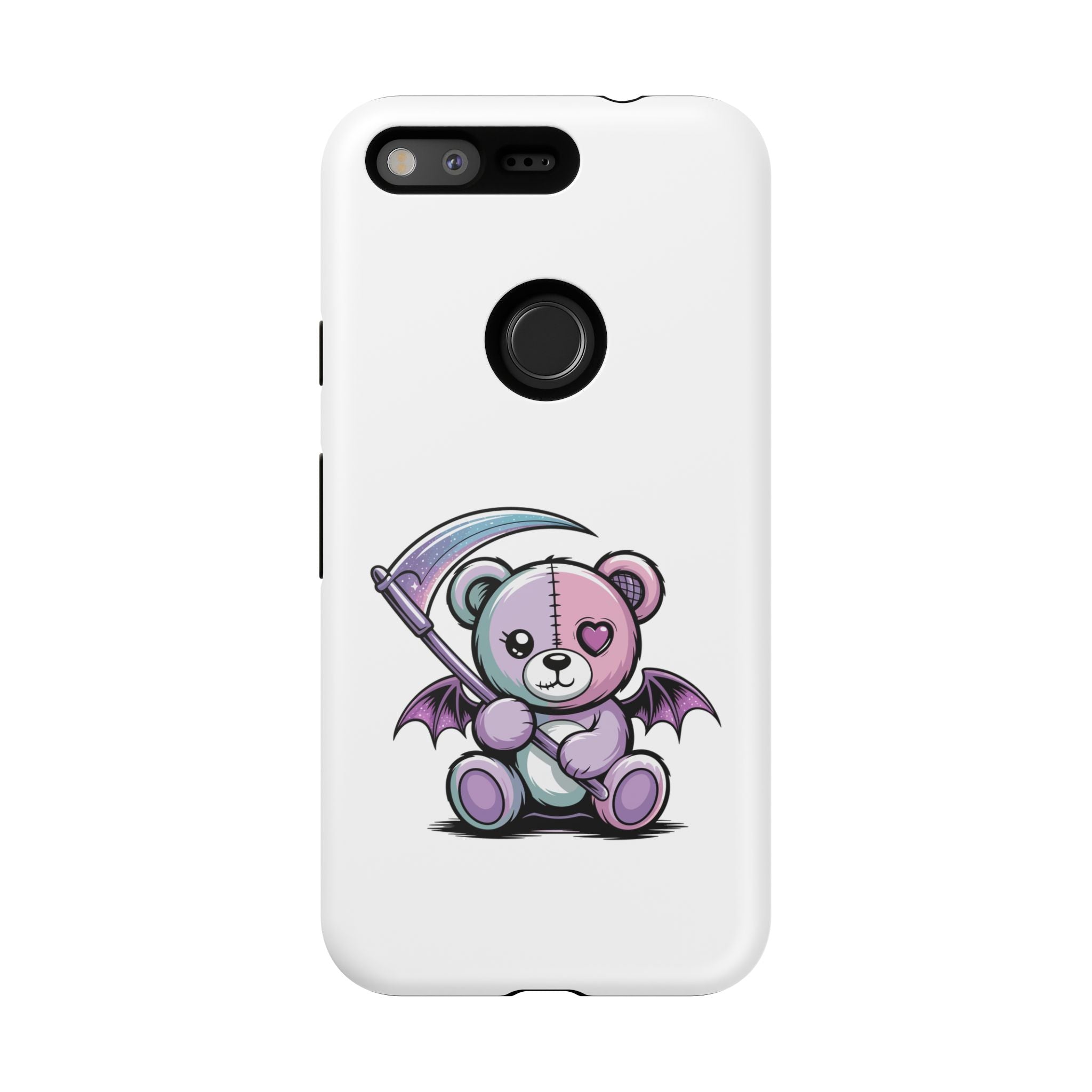 Pastel Goth Teddy Bear Phone Case – Creepy Cute Winged Bear with Scythe | Kawaii Goth Aesthetic Case