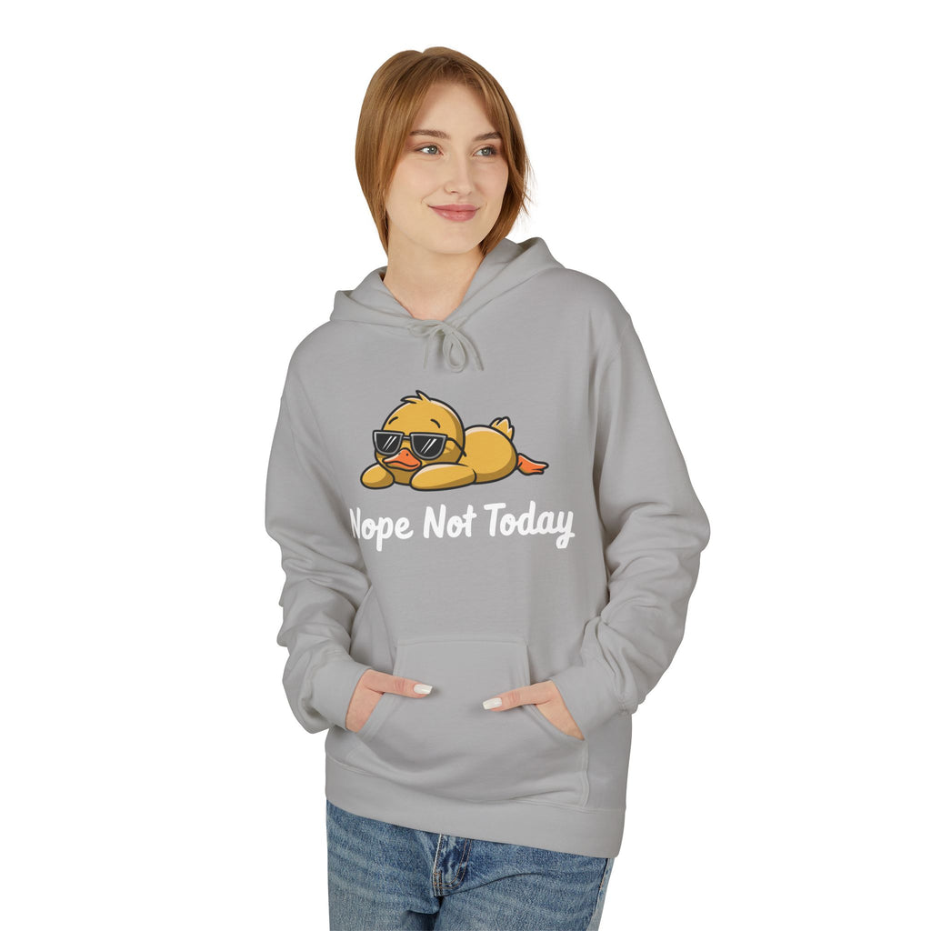 Funny Duck Graphic Hoodie – “Nope. Not Today.” Lazy Animal Meme wear | Cute Duck Illustration Hoodie | Aesthetic Streetwear