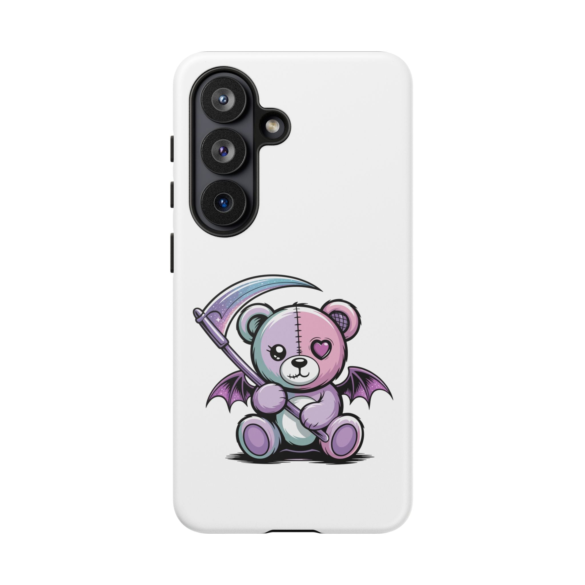 Pastel Goth Teddy Bear Phone Case – Creepy Cute Winged Bear with Scythe | Kawaii Goth Aesthetic Case