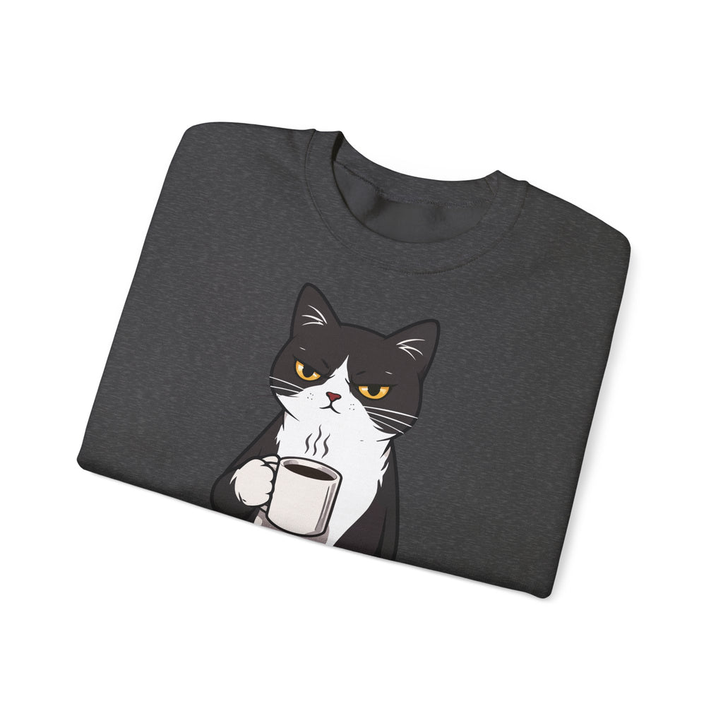 Funny Cat Coffee Sweatshirt – Coffee Because Murder Is Wrong | Sarcastic Cat Lover Graphic