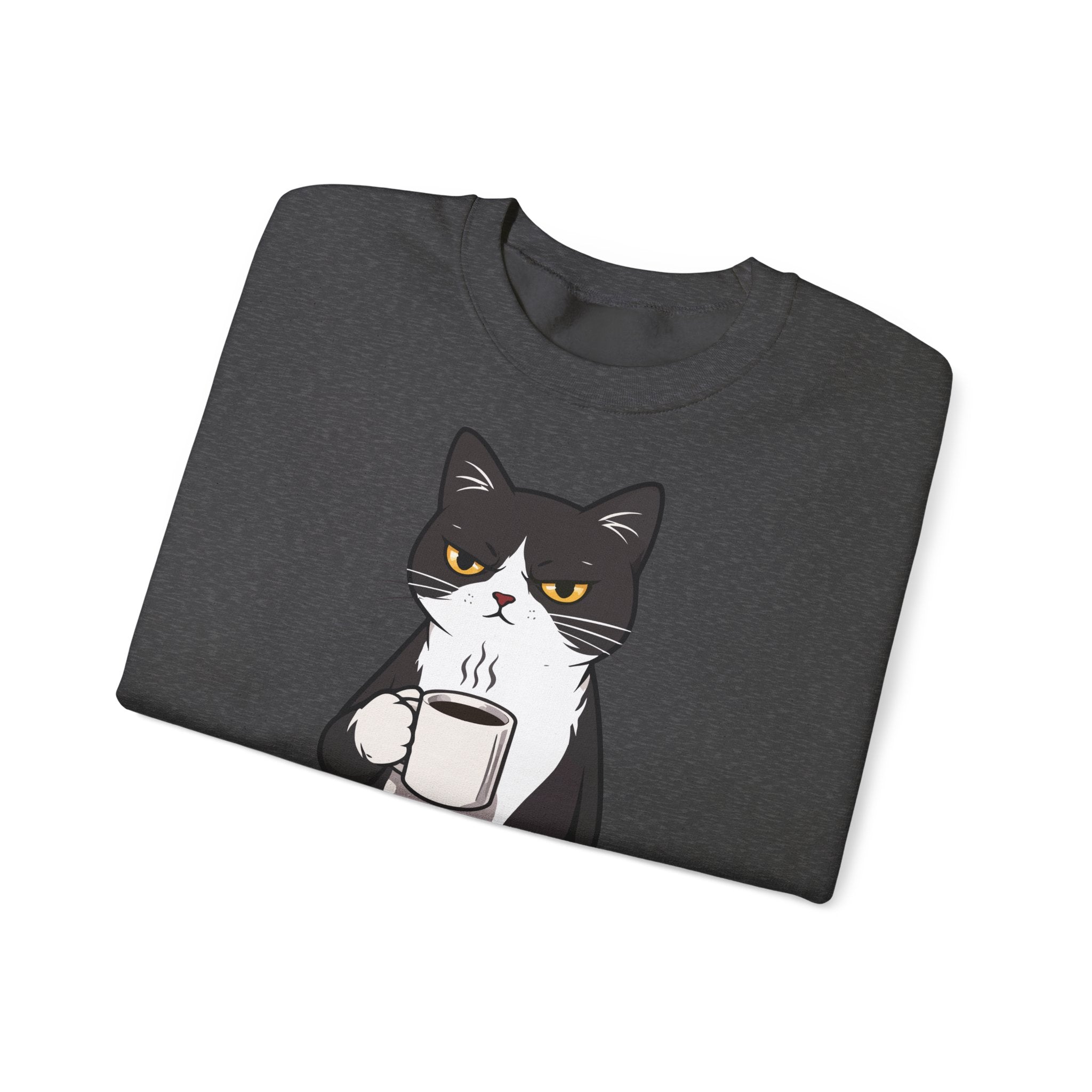 Funny Cat Coffee Sweatshirt – Coffee Because Murder Is Wrong | Sarcastic Cat Lover Graphic