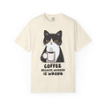 Funny Cat Coffee T-Shirt – “Coffee Because Murder Is Wrong” | Sarcastic Cat Lover Graphic Tee