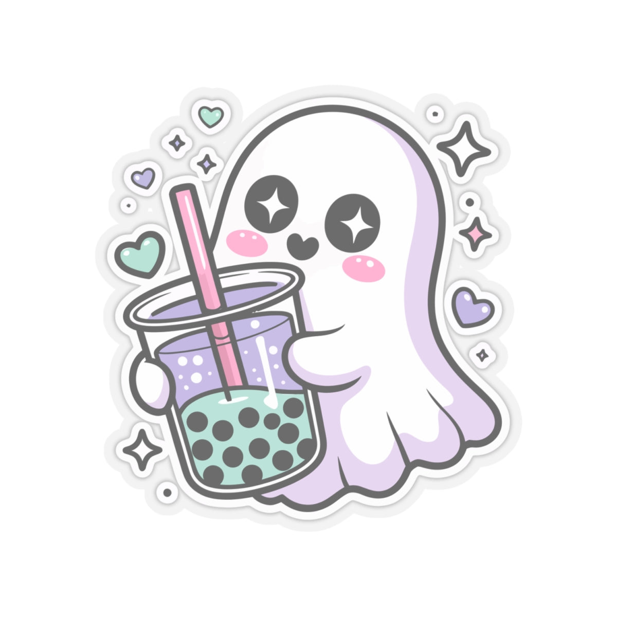 Cute Ghost Boba Sticker – Kawaii Bubble Tea Ghost Vinyl Decal | Spooky Cute Aesthetic