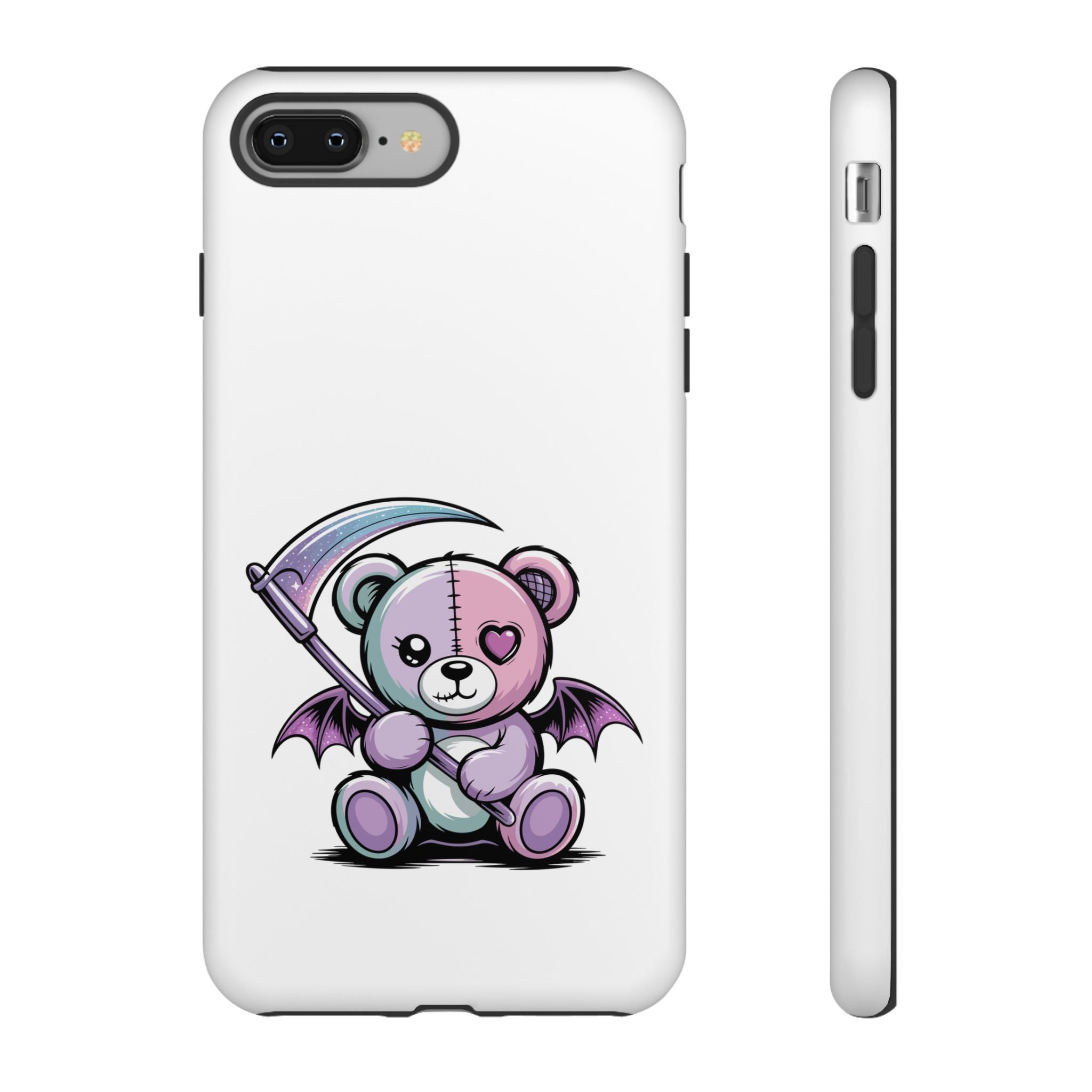 Pastel Goth Teddy Bear Phone Case – Creepy Cute Winged Bear with Scythe | Kawaii Goth Aesthetic Case