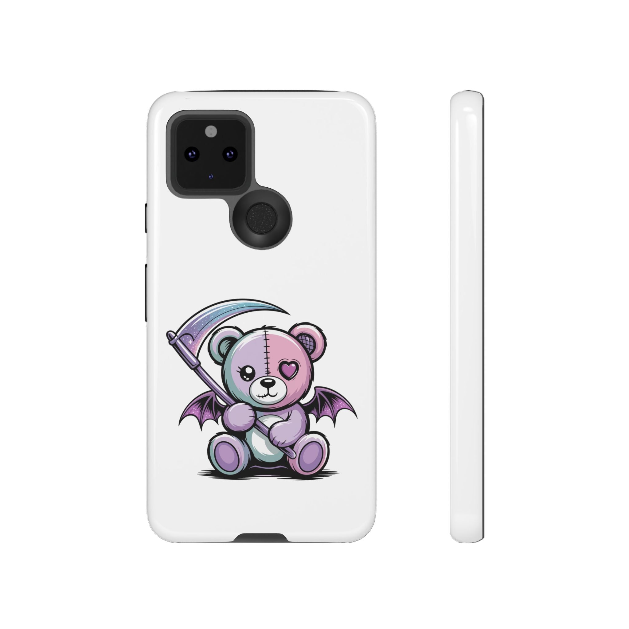 Pastel Goth Teddy Bear Phone Case – Creepy Cute Winged Bear with Scythe | Kawaii Goth Aesthetic Case