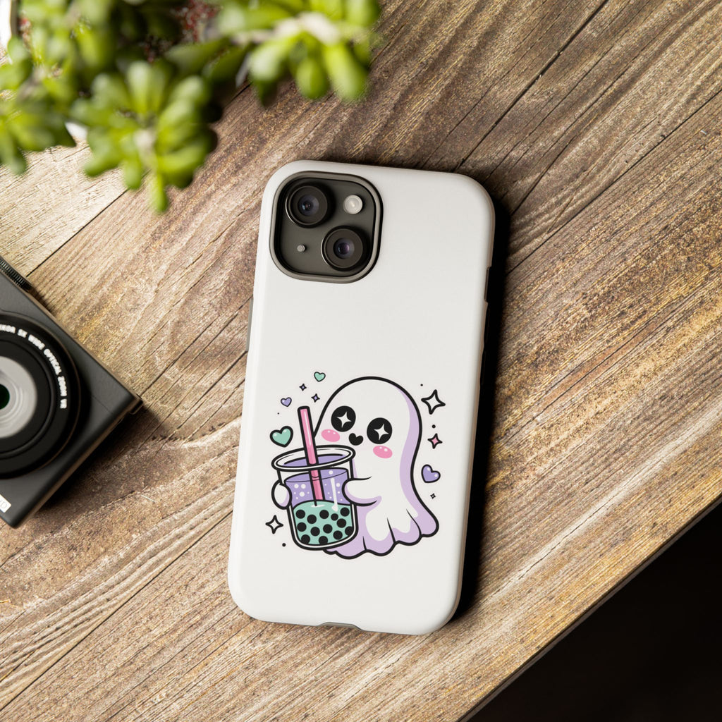 Cute Ghost Boba Phone Case – Kawaii Bubble Tea Ghost Cover | Spooky Cute Aesthetic Case