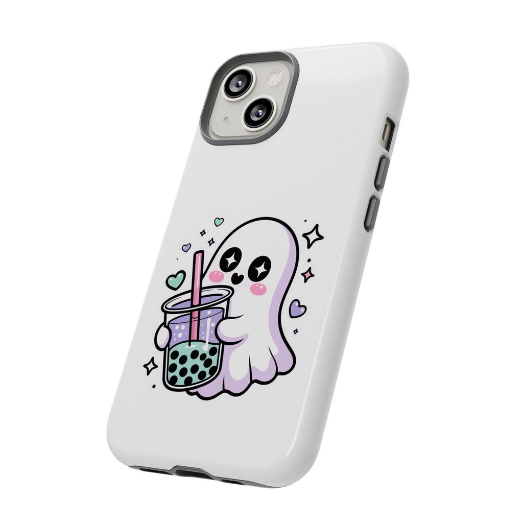 Cute Ghost Boba Phone Case – Kawaii Bubble Tea Ghost Cover | Spooky Cute Aesthetic Case
