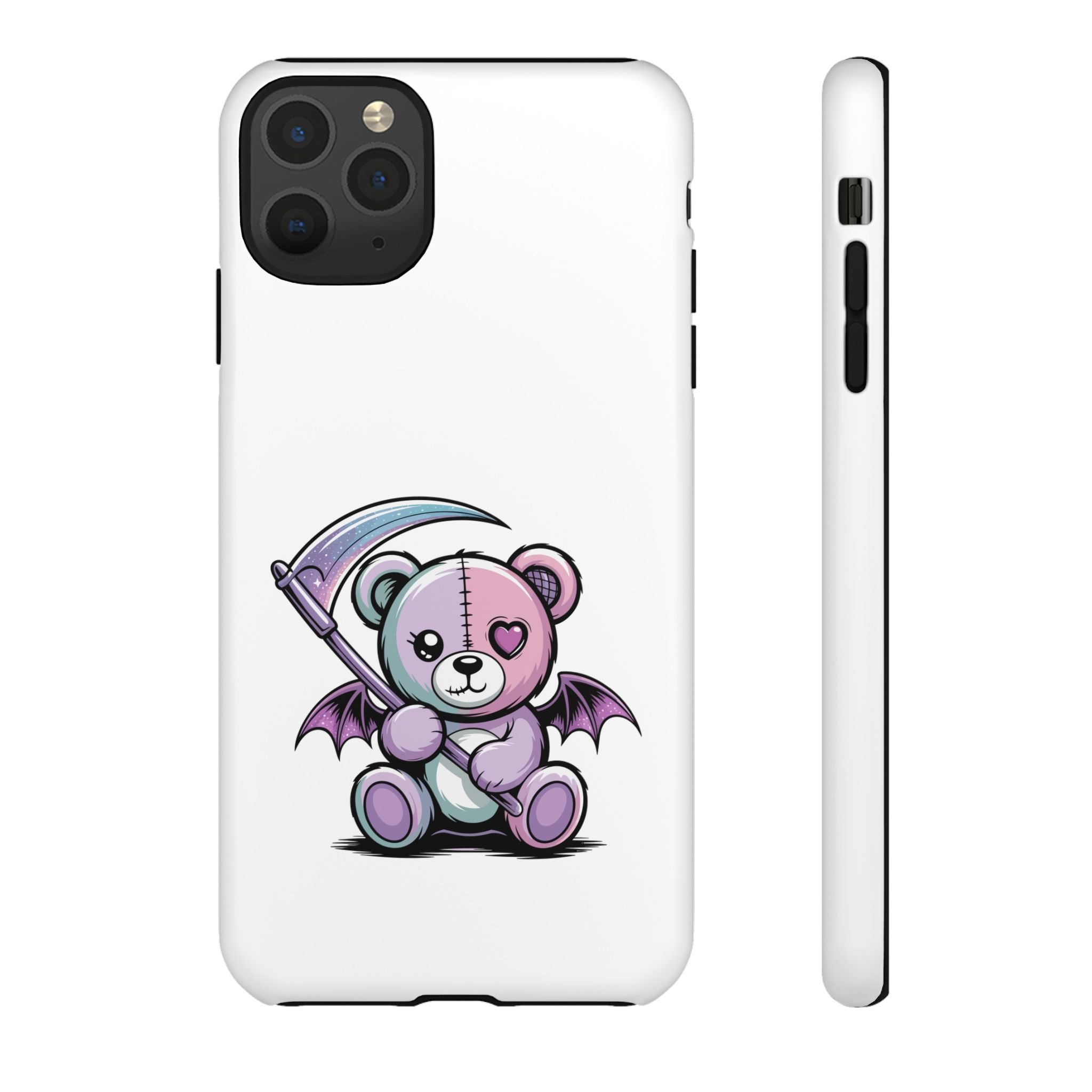 Pastel Goth Teddy Bear Phone Case – Creepy Cute Winged Bear with Scythe | Kawaii Goth Aesthetic Case