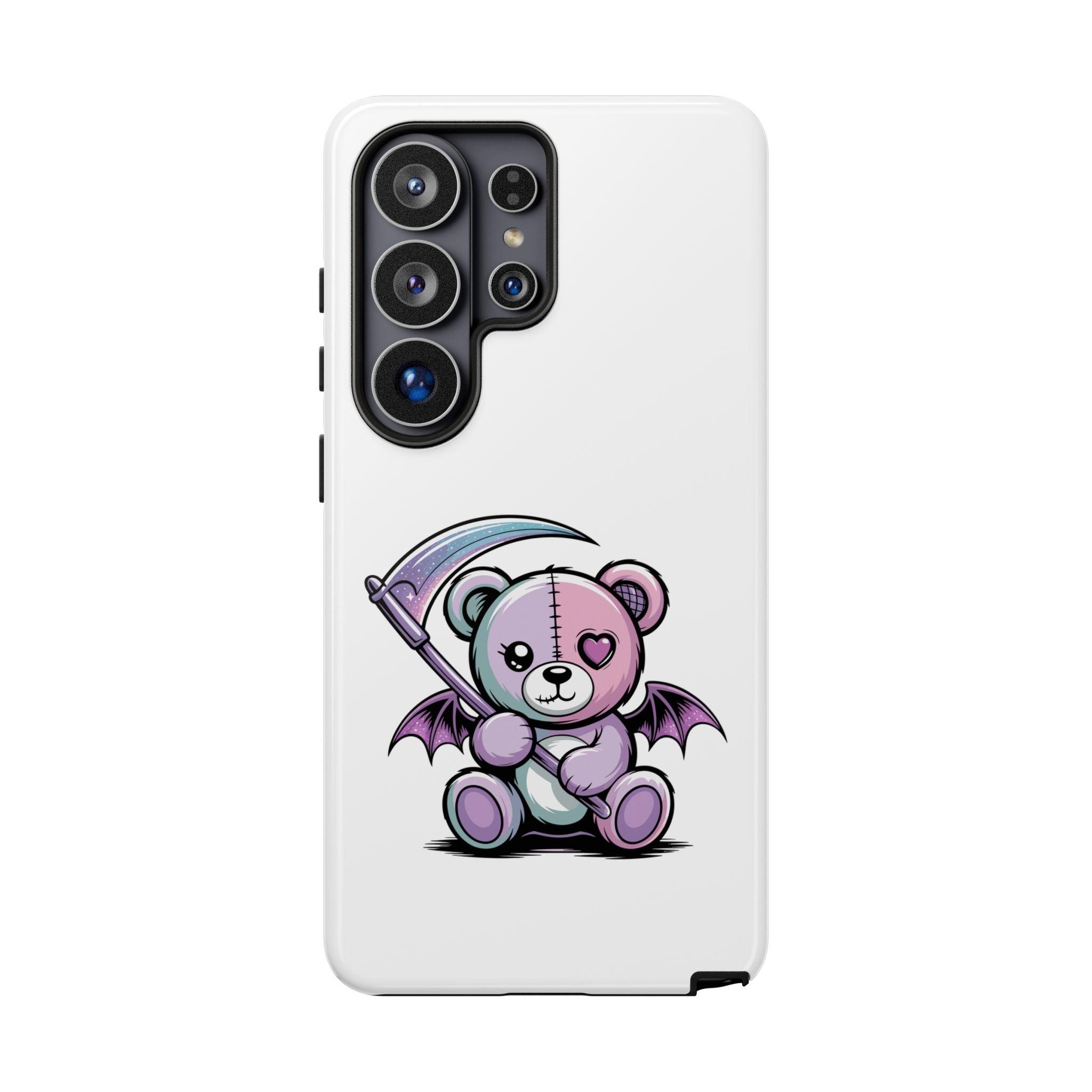 Pastel Goth Teddy Bear Phone Case – Creepy Cute Winged Bear with Scythe | Kawaii Goth Aesthetic Case