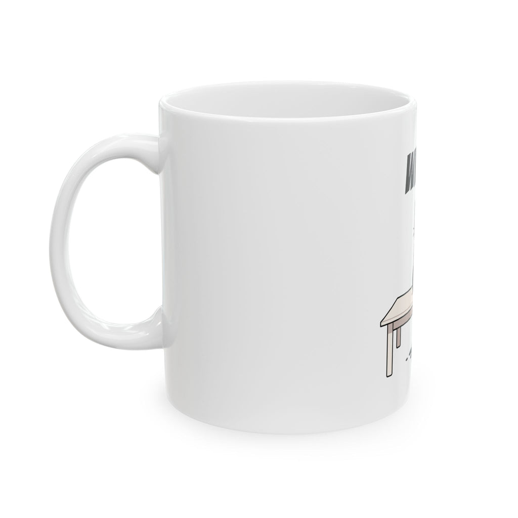 Funny Cat Coffee Mug – Spilled Coffee “What..” Cat Illustration | Cute Cat Lover Gift