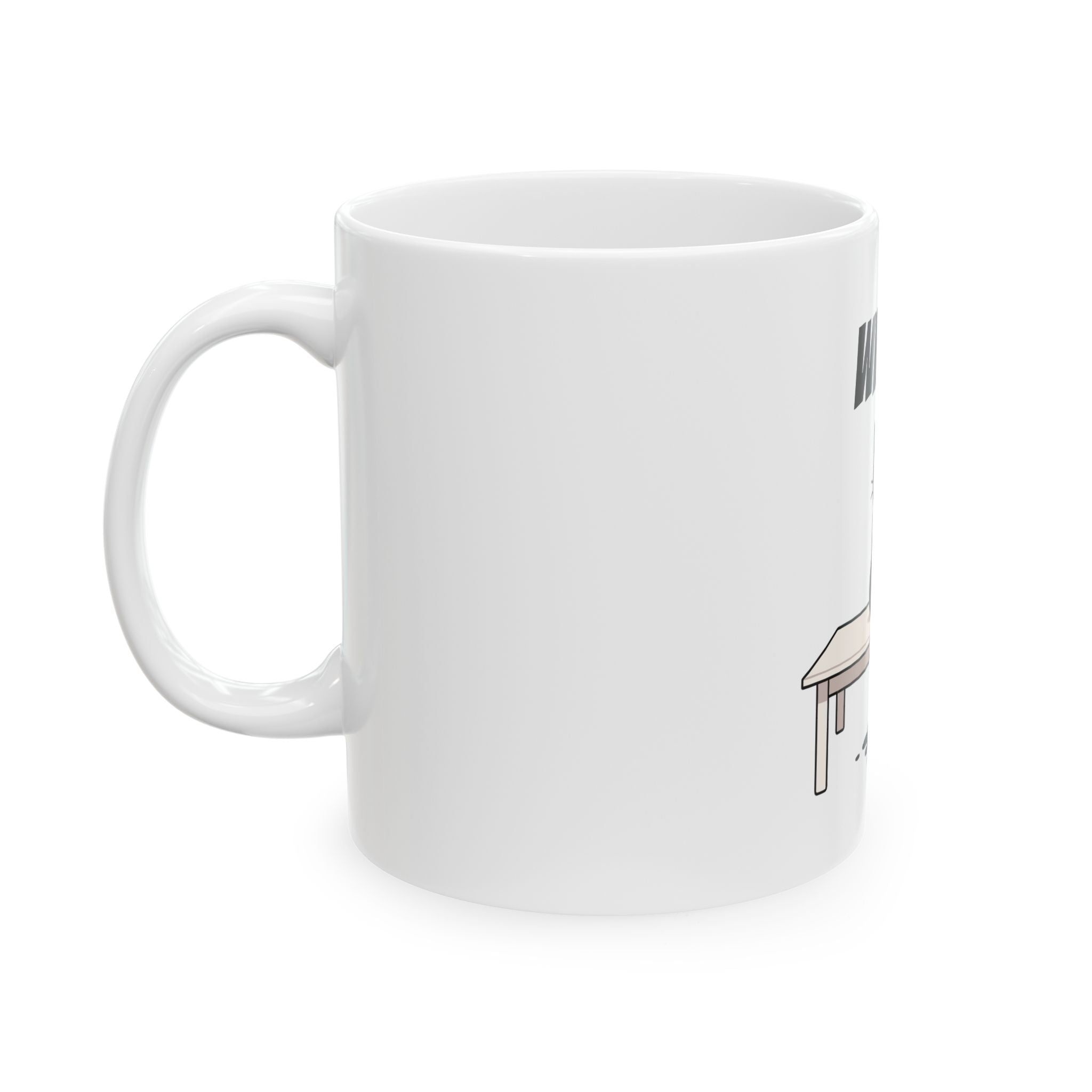 Funny Cat Coffee Mug – Spilled Coffee “What..” Cat Illustration | Cute Cat Lover Gift