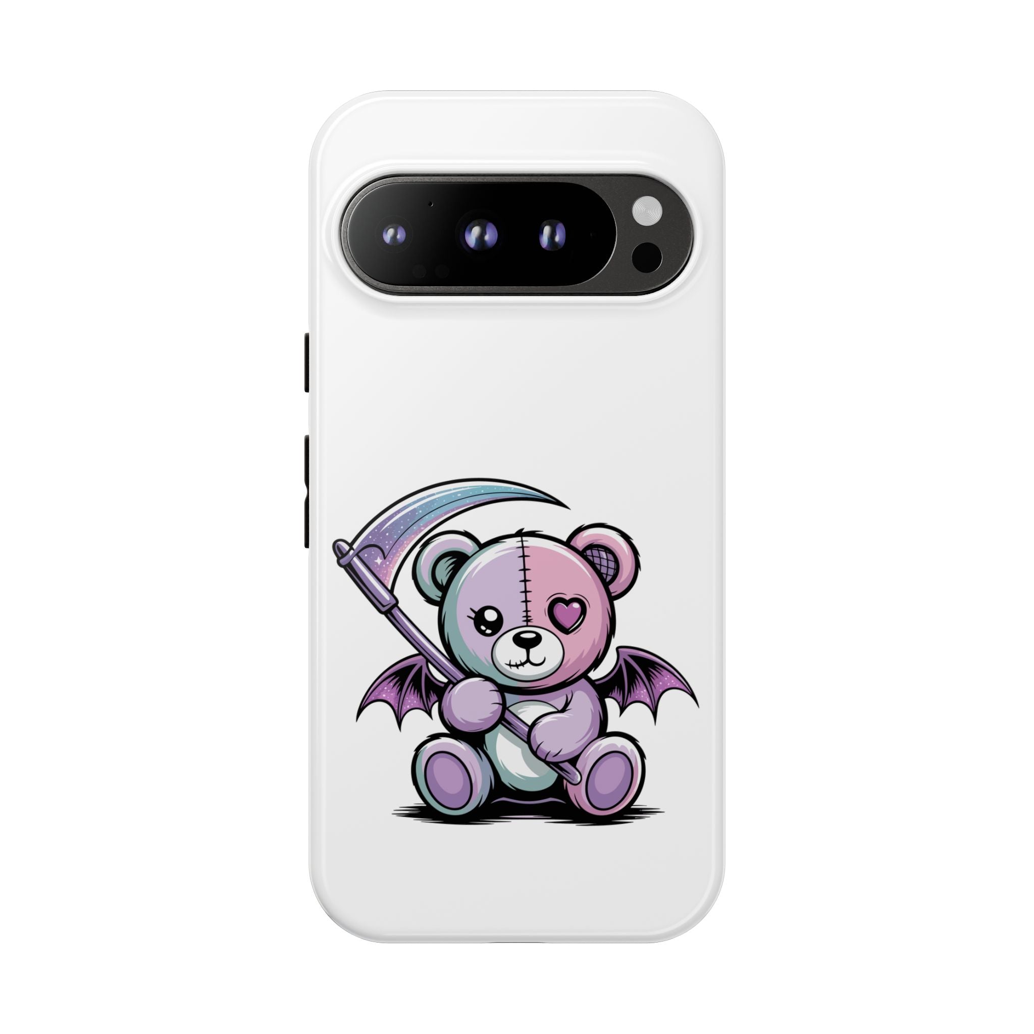 Pastel Goth Teddy Bear Phone Case – Creepy Cute Winged Bear with Scythe | Kawaii Goth Aesthetic Case