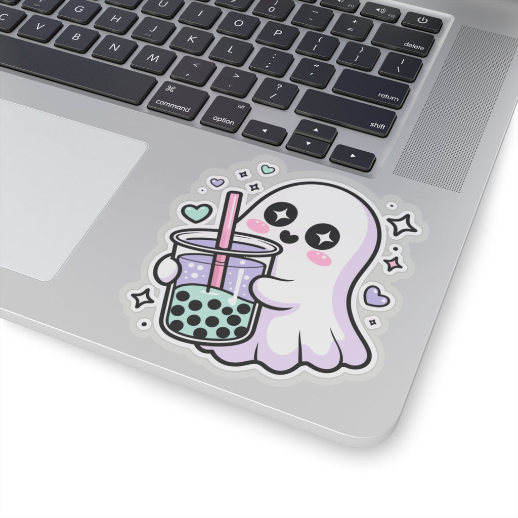 Cute Ghost Boba Sticker – Kawaii Bubble Tea Ghost Vinyl Decal | Spooky Cute Aesthetic