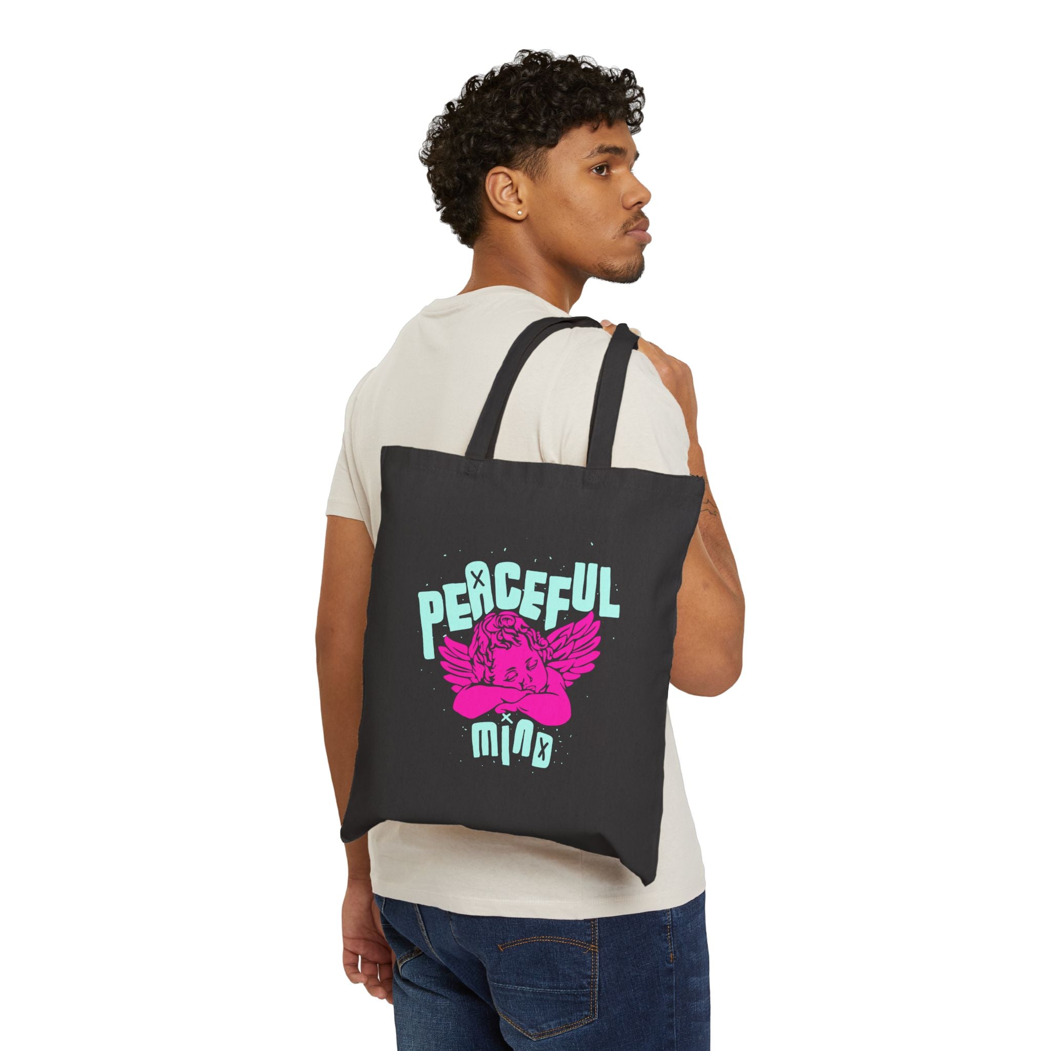 Retro Angel Tote Bag – Pastel Aesthetic Angelcore Canvas Tote | Cute Vintage Angel Shopping Bag