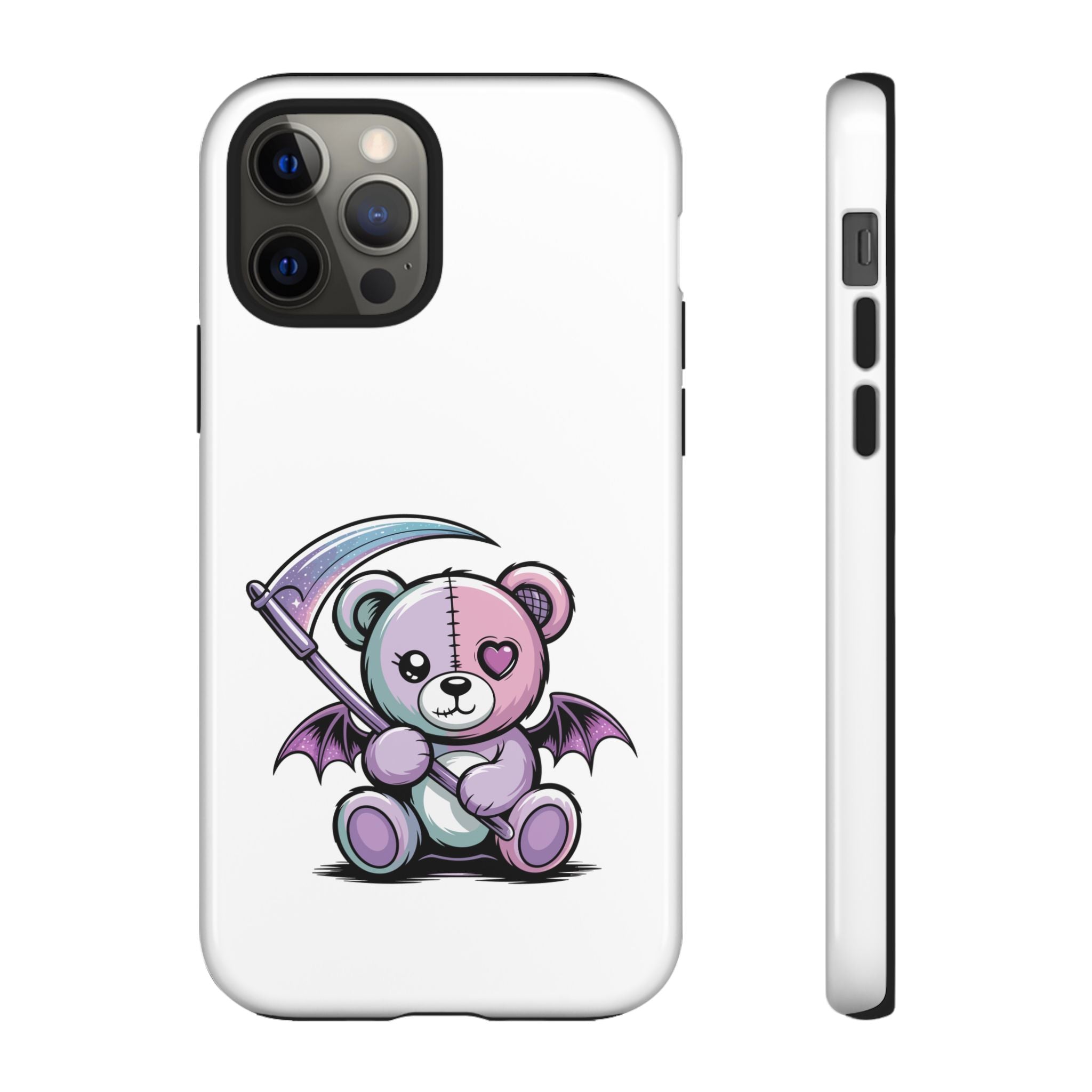 Pastel Goth Teddy Bear Phone Case – Creepy Cute Winged Bear with Scythe | Kawaii Goth Aesthetic Case