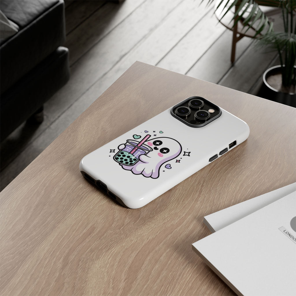 Cute Ghost Boba Phone Case – Kawaii Bubble Tea Ghost Cover | Spooky Cute Aesthetic Case