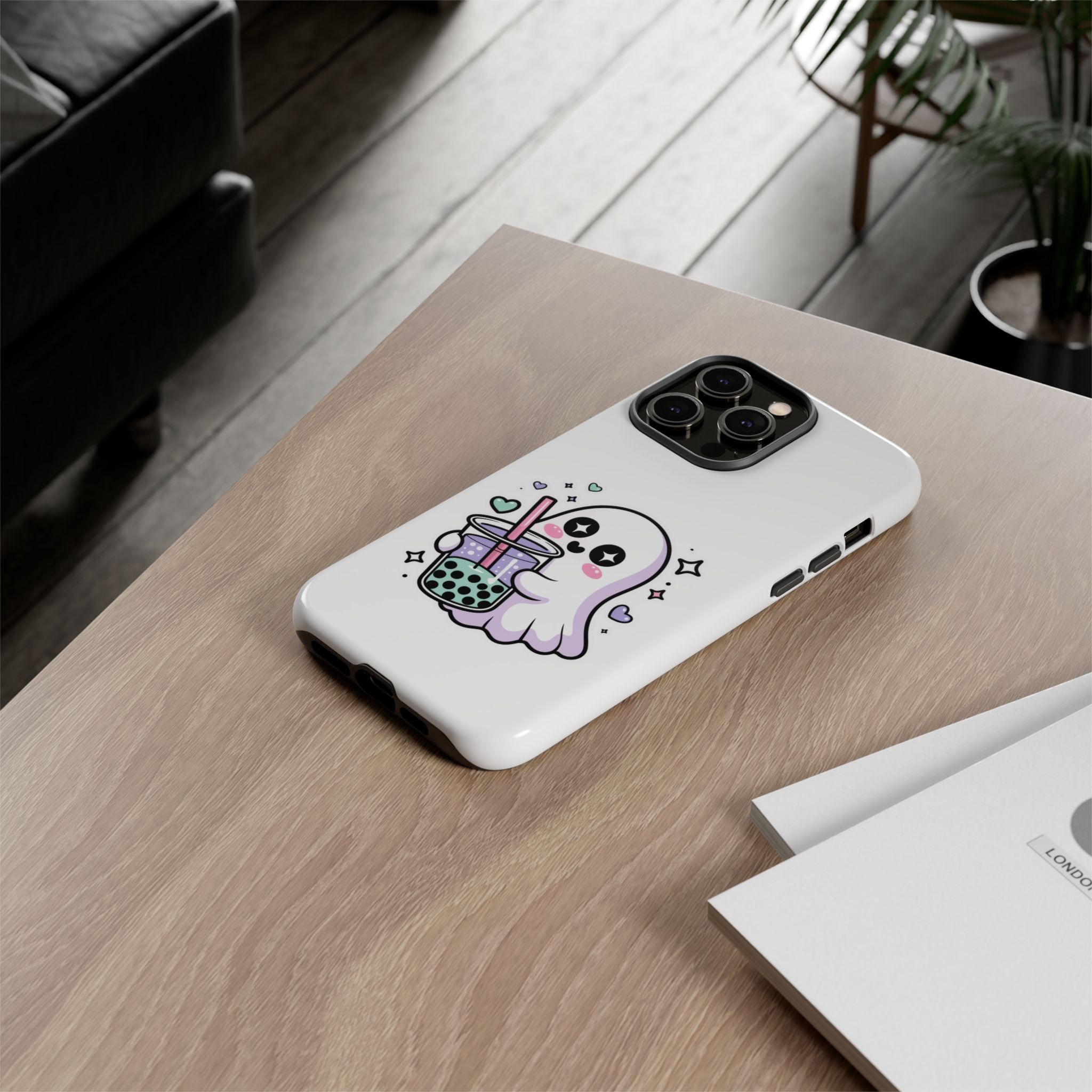 Cute Ghost Boba Phone Case – Kawaii Bubble Tea Ghost Cover | Spooky Cute Aesthetic Case