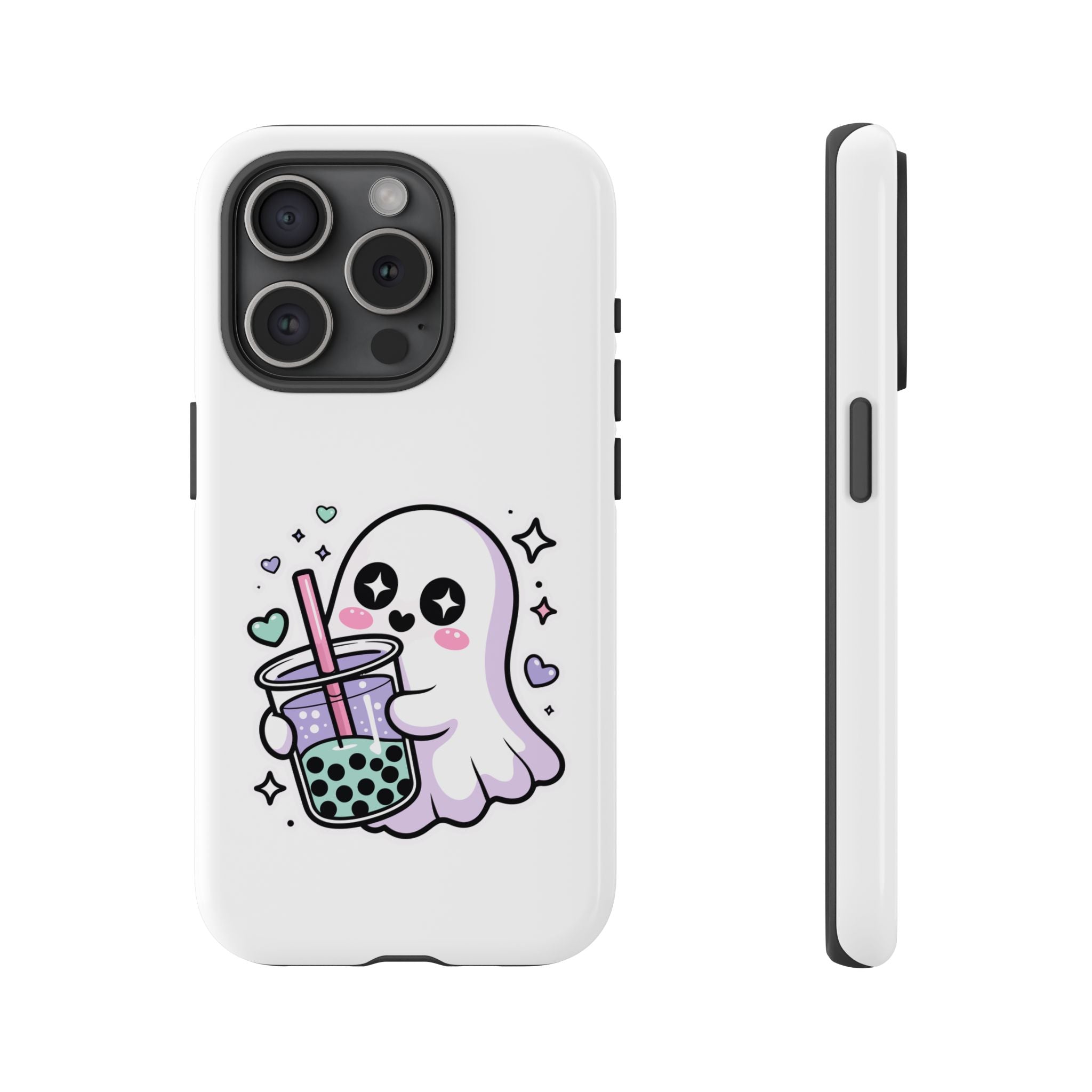 Cute Ghost Boba Phone Case – Kawaii Bubble Tea Ghost Cover | Spooky Cute Aesthetic Case