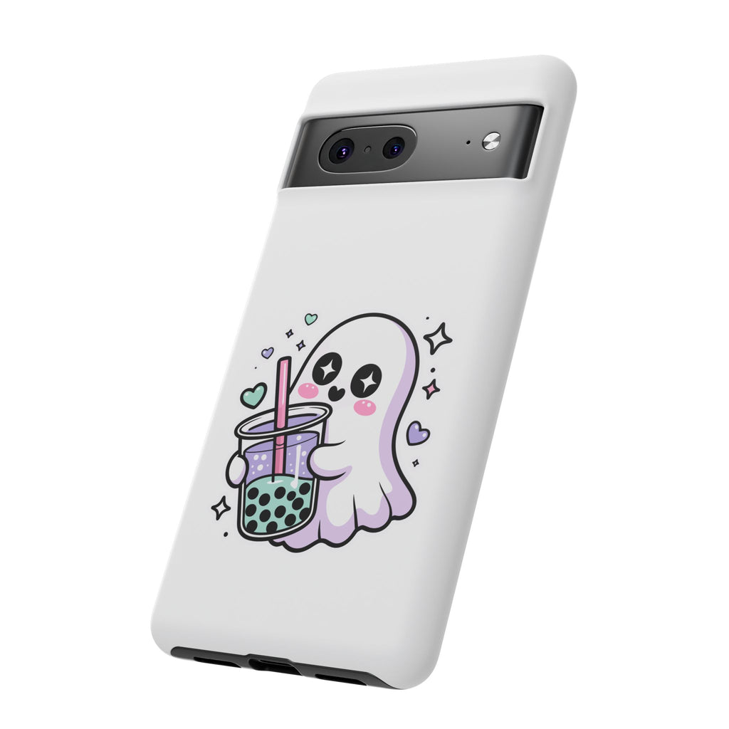 Cute Ghost Boba Phone Case – Kawaii Bubble Tea Ghost Cover | Spooky Cute Aesthetic Case