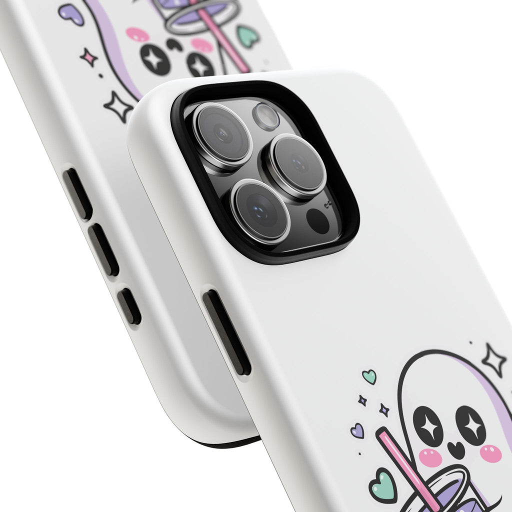 Cute Ghost Boba Phone Case – Kawaii Bubble Tea Ghost Cover | Spooky Cute Aesthetic Case
