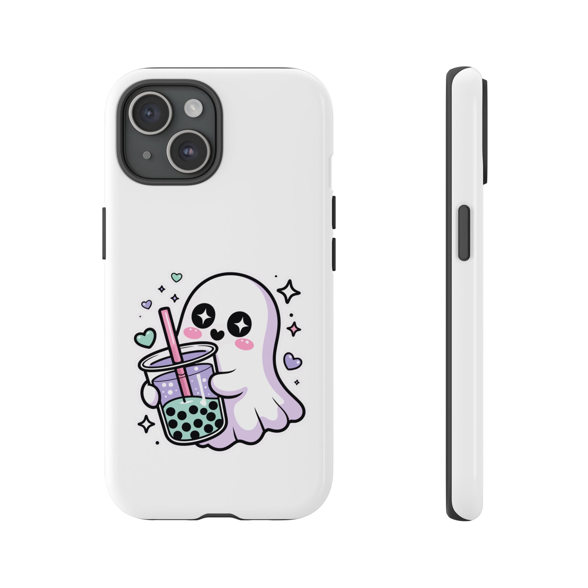Cute Ghost Boba Phone Case – Kawaii Bubble Tea Ghost Cover | Spooky Cute Aesthetic Case