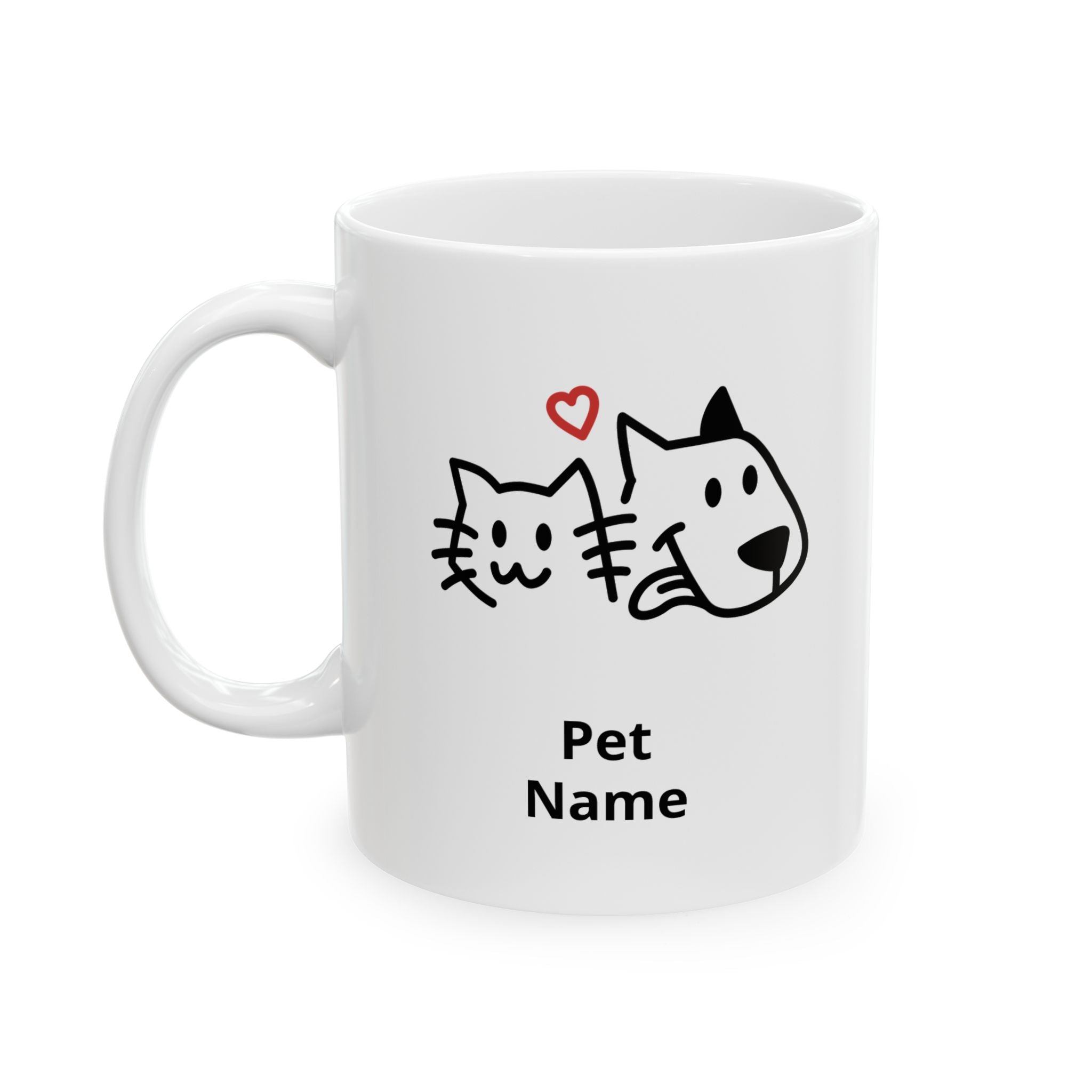 Cat & Dog Doodle Ceramic Mug – Cute Pet Faces Coffee Cup (11oz, 15oz)
