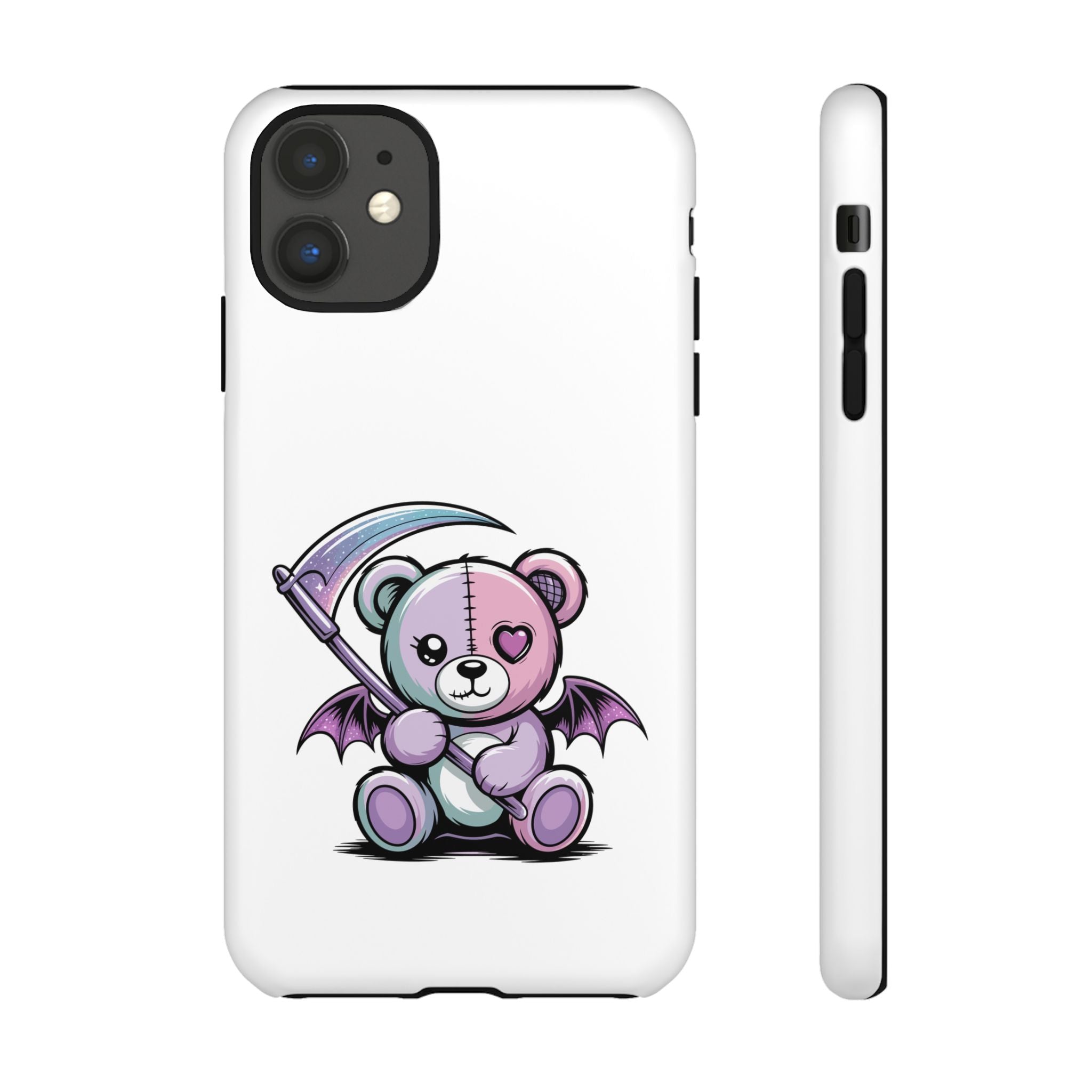 Pastel Goth Teddy Bear Phone Case – Creepy Cute Winged Bear with Scythe | Kawaii Goth Aesthetic Case