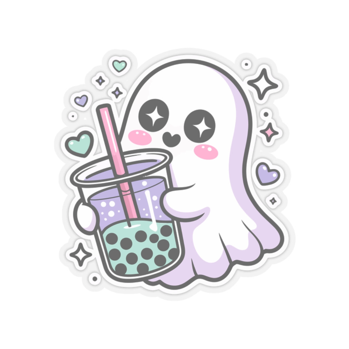 Cute Ghost Boba Sticker – Kawaii Bubble Tea Ghost Vinyl Decal | Spooky Cute Aesthetic
