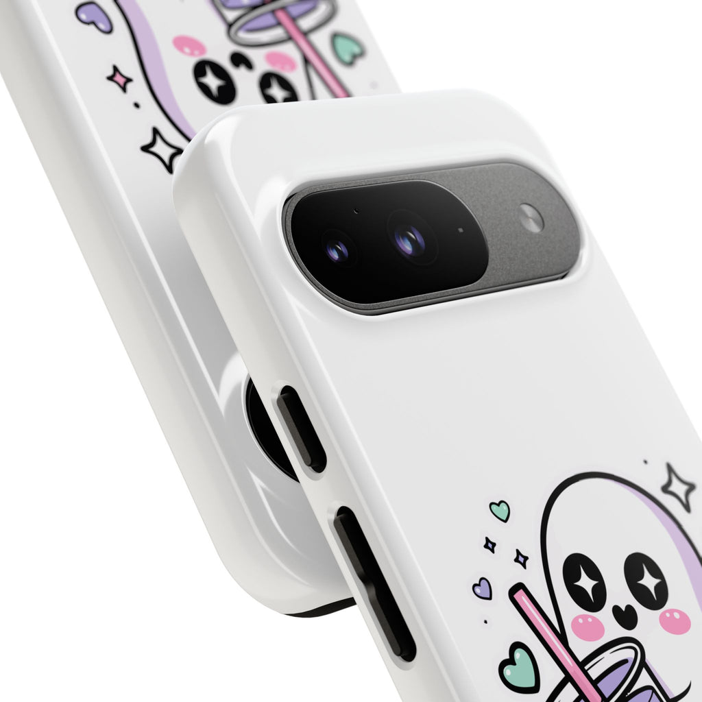 Cute Ghost Boba Phone Case – Kawaii Bubble Tea Ghost Cover | Spooky Cute Aesthetic Case