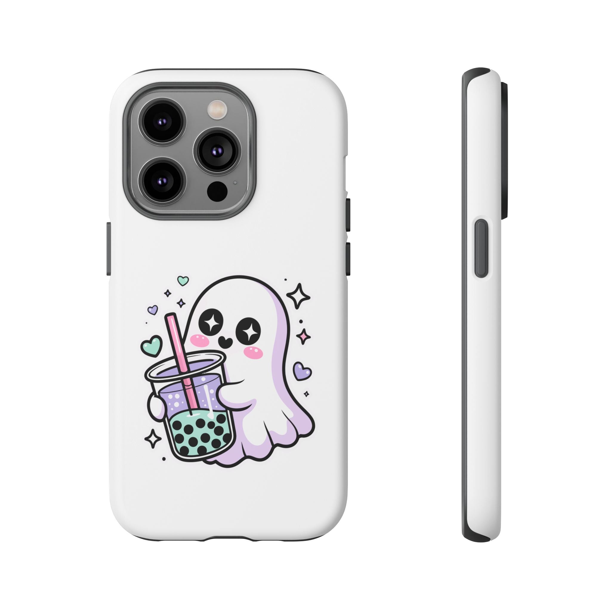 Cute Ghost Boba Phone Case – Kawaii Bubble Tea Ghost Cover | Spooky Cute Aesthetic Case