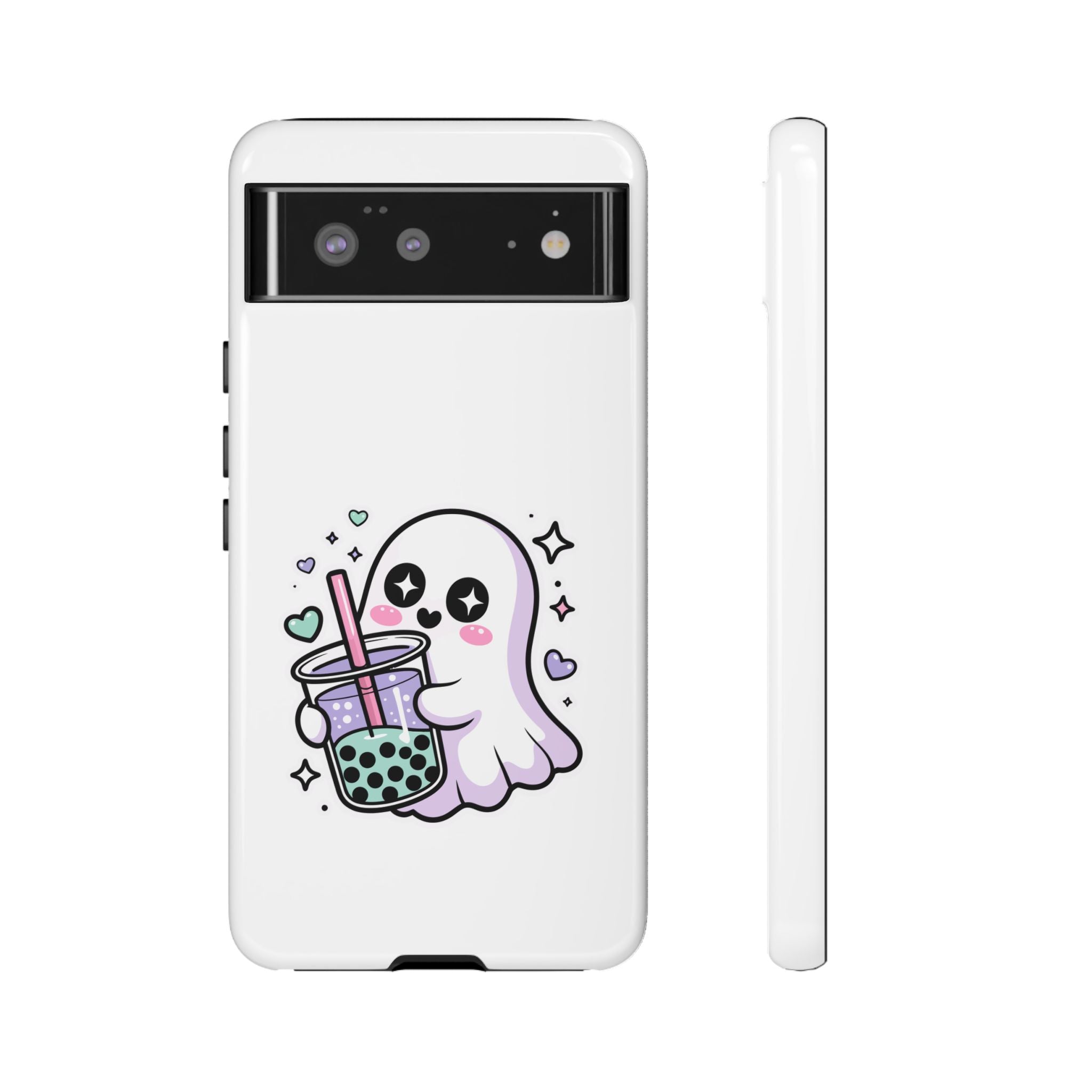 Cute Ghost Boba Phone Case – Kawaii Bubble Tea Ghost Cover | Spooky Cute Aesthetic Case