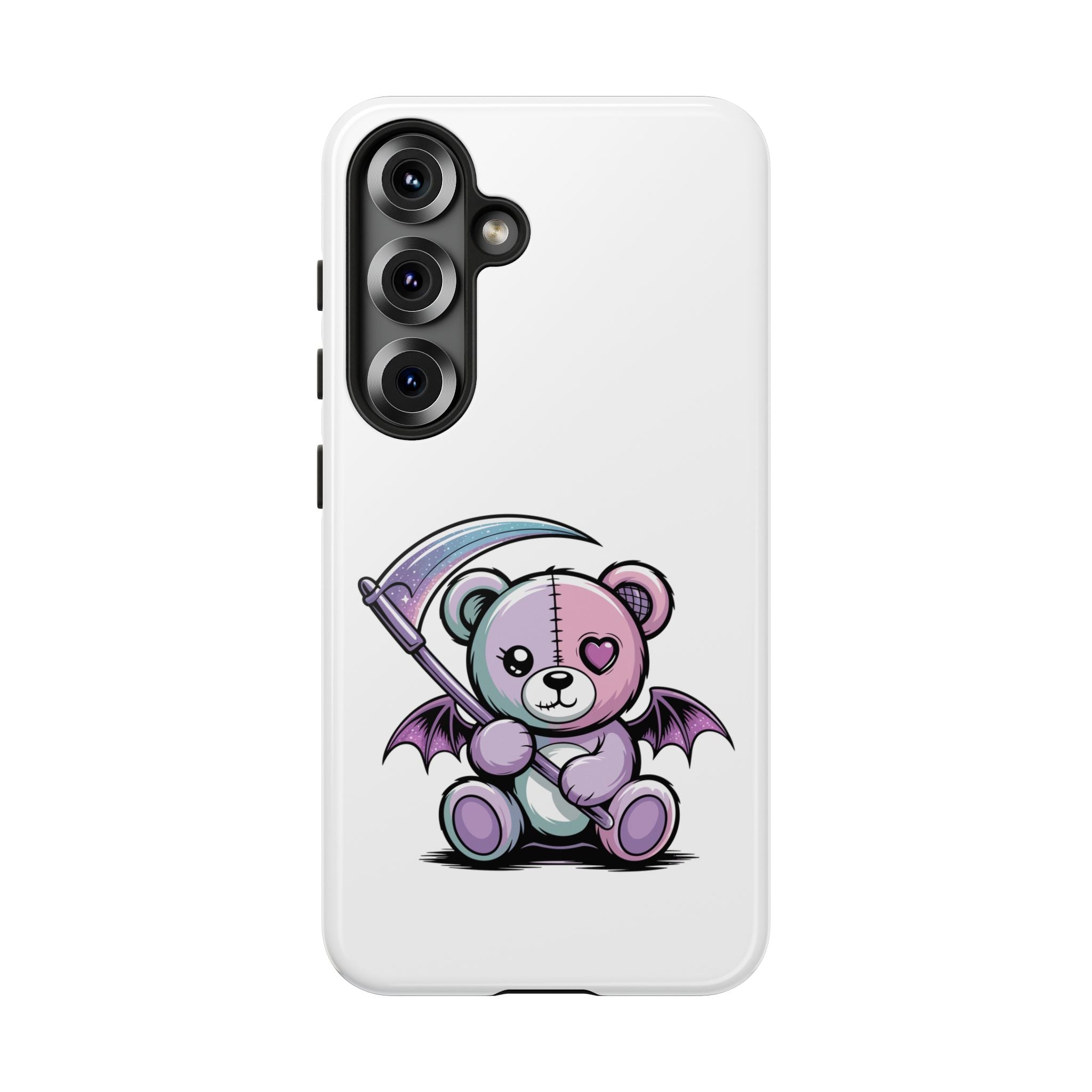 Pastel Goth Teddy Bear Phone Case – Creepy Cute Winged Bear with Scythe | Kawaii Goth Aesthetic Case