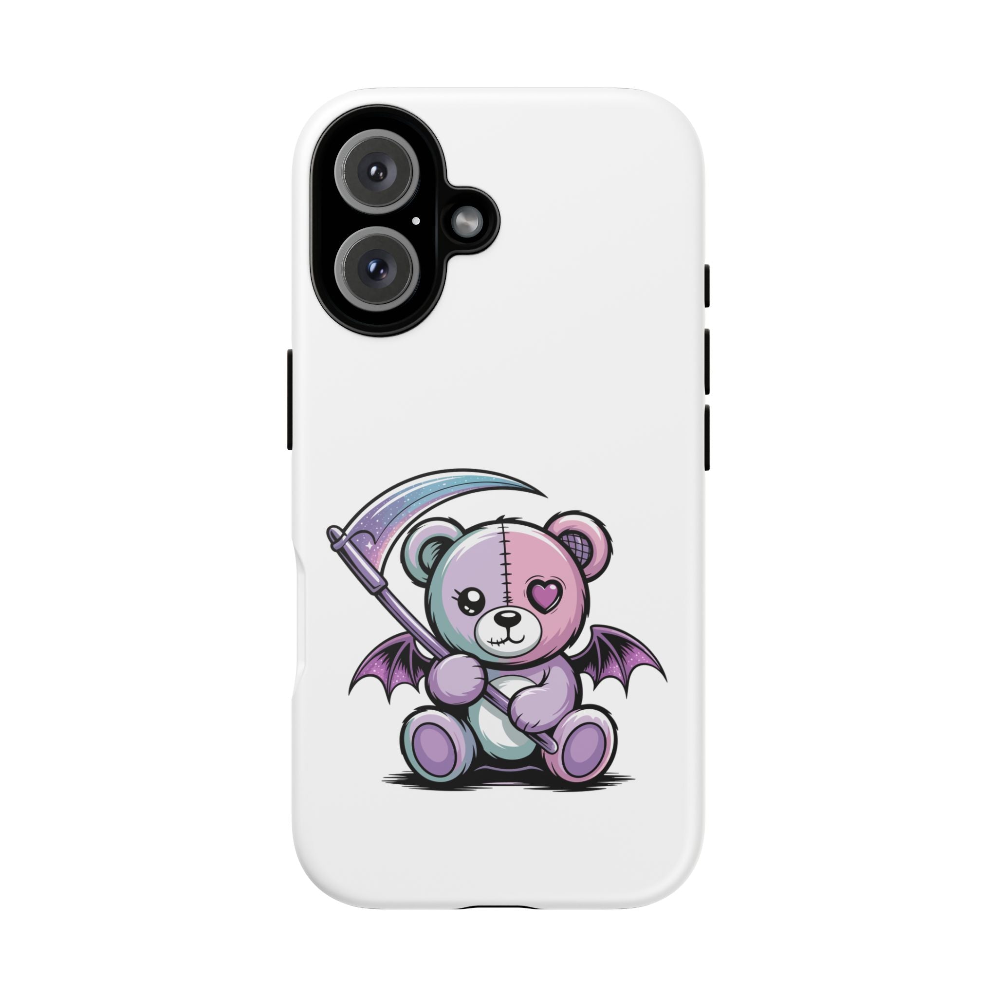 Pastel Goth Teddy Bear Phone Case – Creepy Cute Winged Bear with Scythe | Kawaii Goth Aesthetic Case