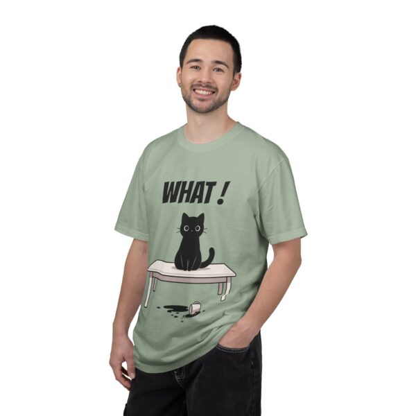 Funny Cat Graphic Tee – Spilled Coffee “What..” Shirt | Cute Cat Meme T-Shirt | Aesthetic Streetwear