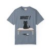 Funny Cat Graphic Tee – Spilled Coffee “What..” Shirt | Cute Cat Meme T-Shirt | Aesthetic Streetwear