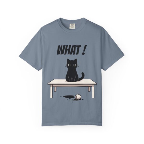 Funny Cat Graphic Tee – Spilled Coffee “What..” Shirt | Cute Cat Meme T-Shirt | Aesthetic Streetwear