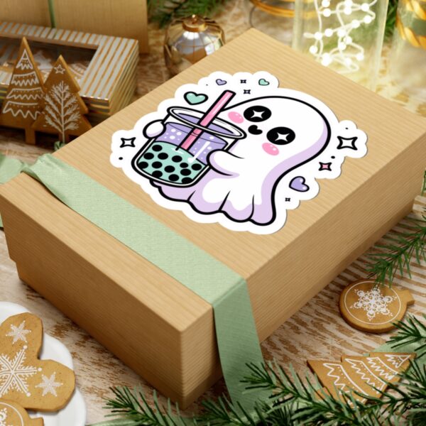 Cute Ghost Boba Sticker – Kawaii Bubble Tea Ghost Vinyl Decal | Spooky Cute Aesthetic