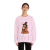 Witch Girl with Pumpkin & Dog Sweatshirt — Cute Halloween Crewneck