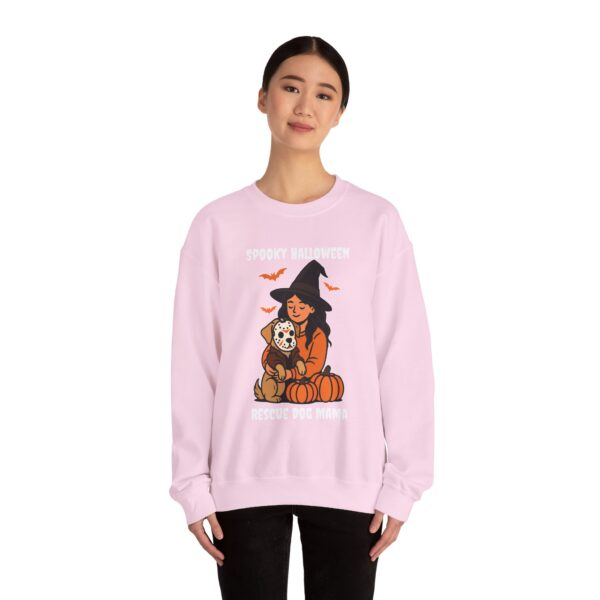 Witch Girl with Pumpkin & Dog Sweatshirt — Cute Halloween Crewneck
