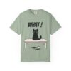 Funny Cat Graphic Tee – Spilled Coffee “What..” Shirt | Cute Cat Meme T-Shirt | Aesthetic Streetwear