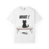 Funny Cat Graphic Tee – Spilled Coffee “What..” Shirt | Cute Cat Meme T-Shirt | Aesthetic Streetwear