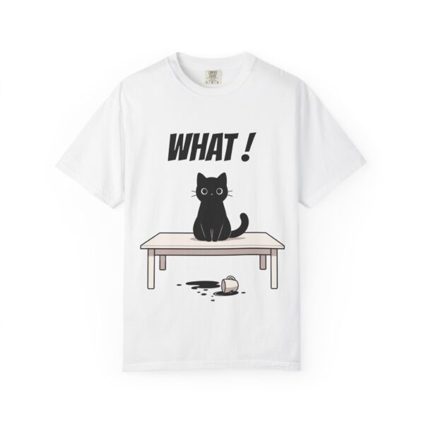 Funny Cat Graphic Tee – Spilled Coffee “What..” Shirt | Cute Cat Meme T-Shirt | Aesthetic Streetwear