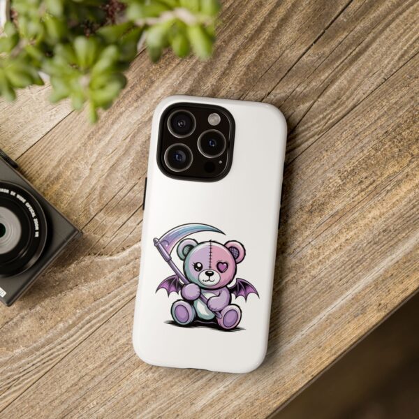 Pastel Goth Teddy Bear Phone Case – Creepy Cute Winged Bear with Scythe | Kawaii Goth Aesthetic Case