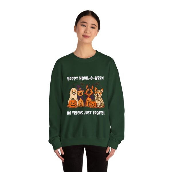 Funny Dog Halloween Sweatshirt – Happy Howl-O-Ween Dog Costume Graphic Sweatshirt | Cute Dog Halloween Party Sweatshirt