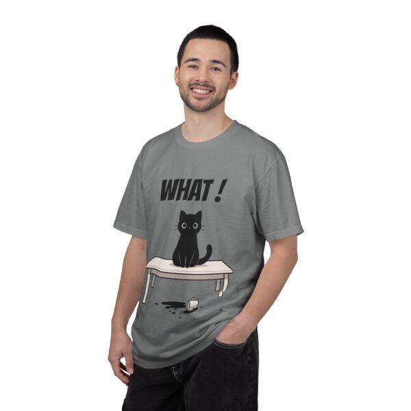 Funny Cat Graphic Tee – Spilled Coffee “What..” Shirt | Cute Cat Meme T-Shirt | Aesthetic Streetwear