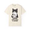 Funny Cat Coffee T-Shirt – “Coffee Because Murder Is Wrong” | Sarcastic Cat Lover Graphic Tee