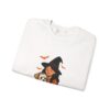 Witch Girl with Pumpkin & Dog Sweatshirt — Cute Halloween Crewneck