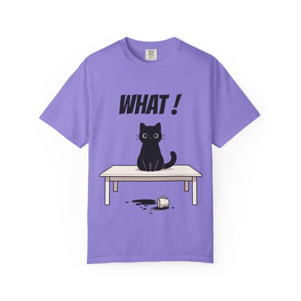 Funny Cat Graphic Tee – Spilled Coffee “What..” Shirt | Cute Cat Meme T-Shirt | Aesthetic Streetwear