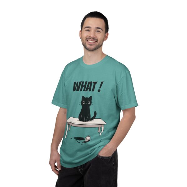 Funny Cat Graphic Tee – Spilled Coffee “What..” Shirt | Cute Cat Meme T-Shirt | Aesthetic Streetwear