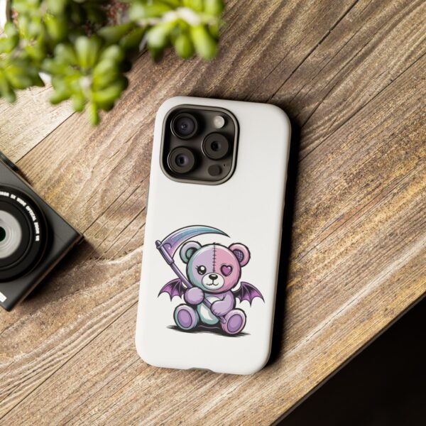 Pastel Goth Teddy Bear Phone Case – Creepy Cute Winged Bear with Scythe | Kawaii Goth Aesthetic Case